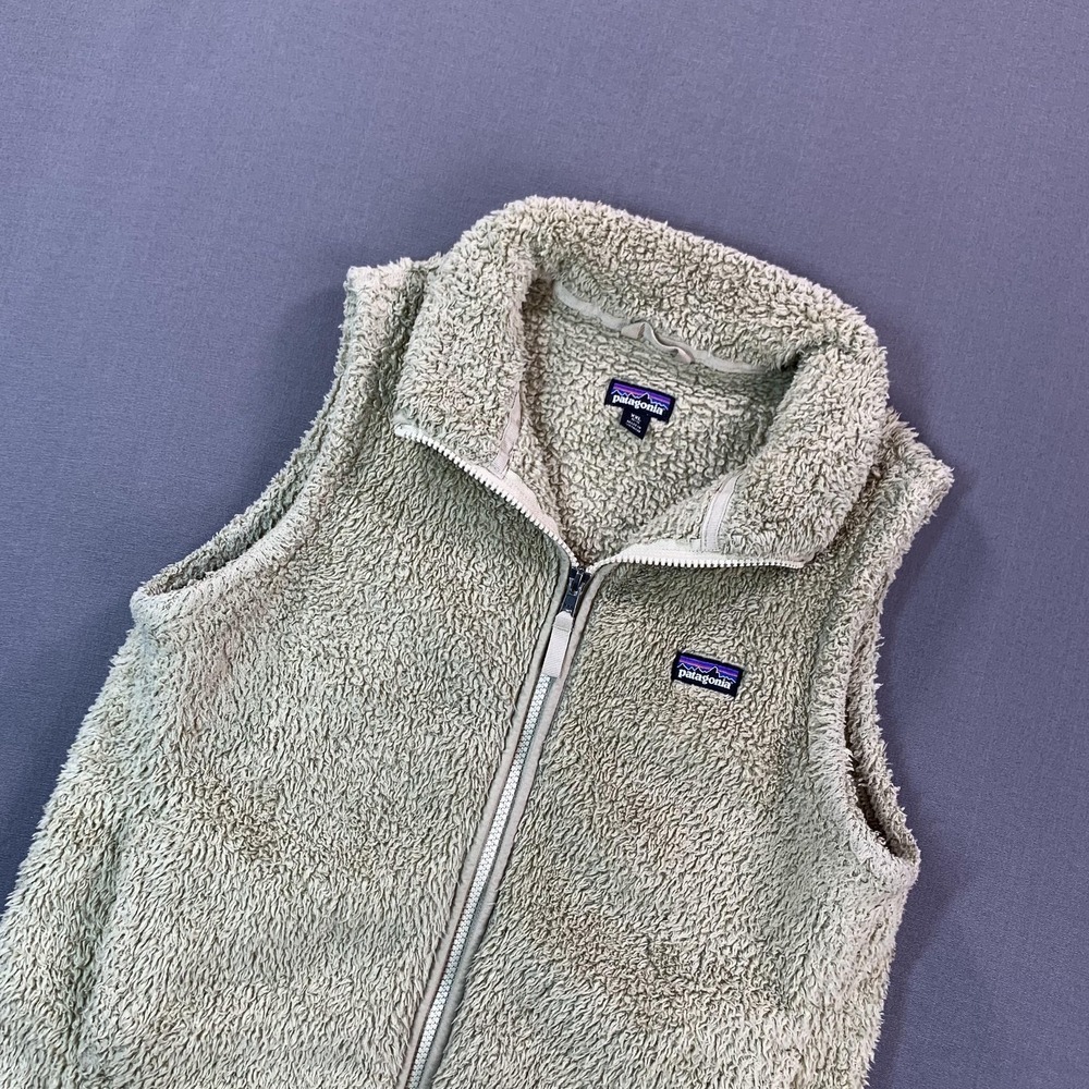 Patagonia Fleece Vest Kids XXL 16-18 Beige Sherpa Full Zip High Pile Warm